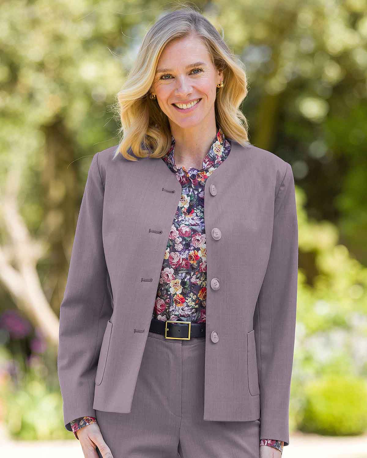 Sandown Mauve Wool Mix Fully Lined Ladies Jacket - Image 2 - Country Collection