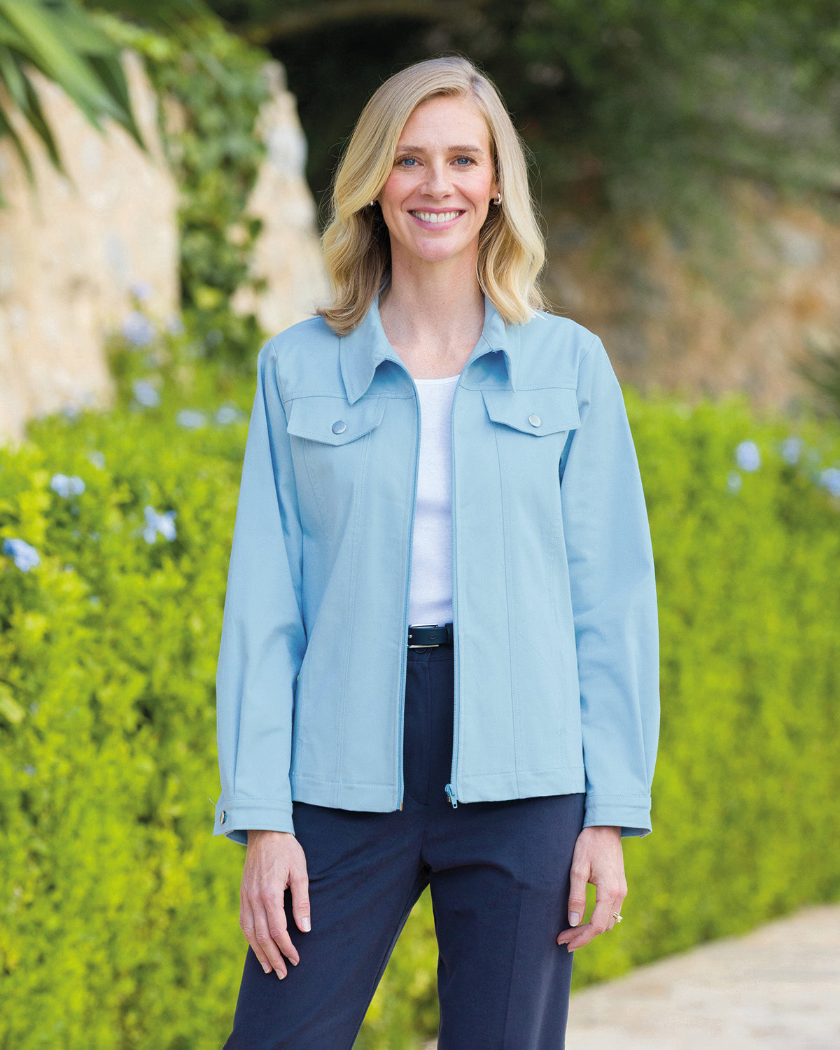 Ladies’ Pure Cotton Twill Zip Jacket – Blue