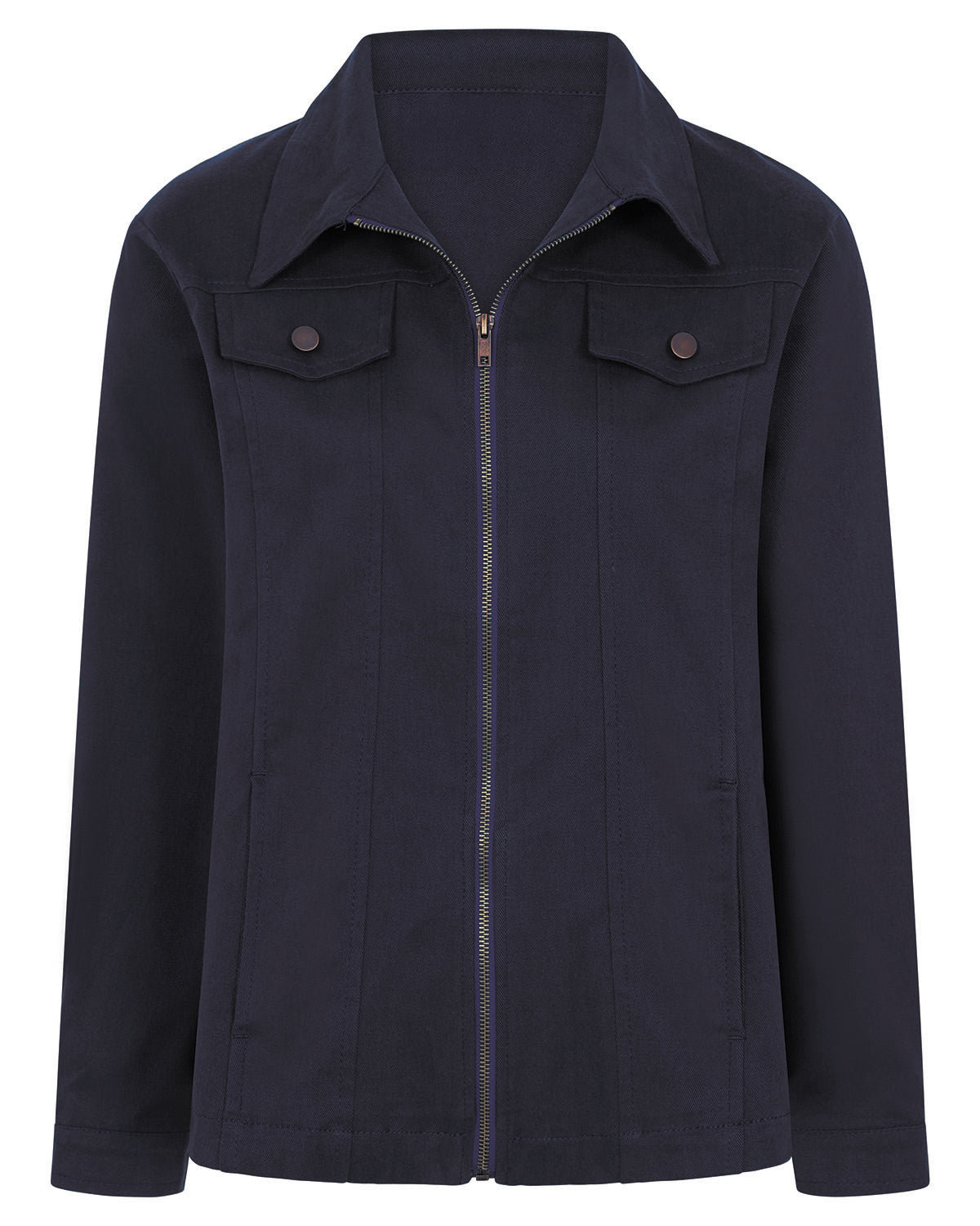 Ladies’ Pure Cotton Twill Zip Jacket – Navy