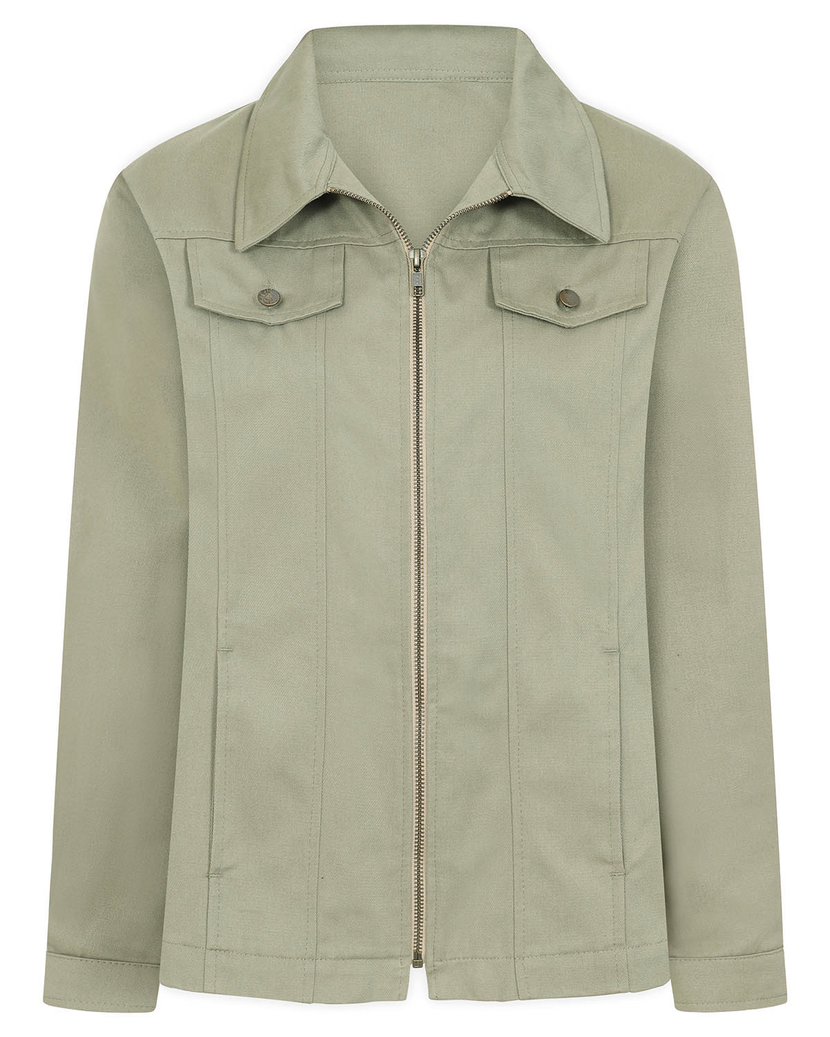 Ladies’ Pure Cotton Twill Zip Jacket – Olive
