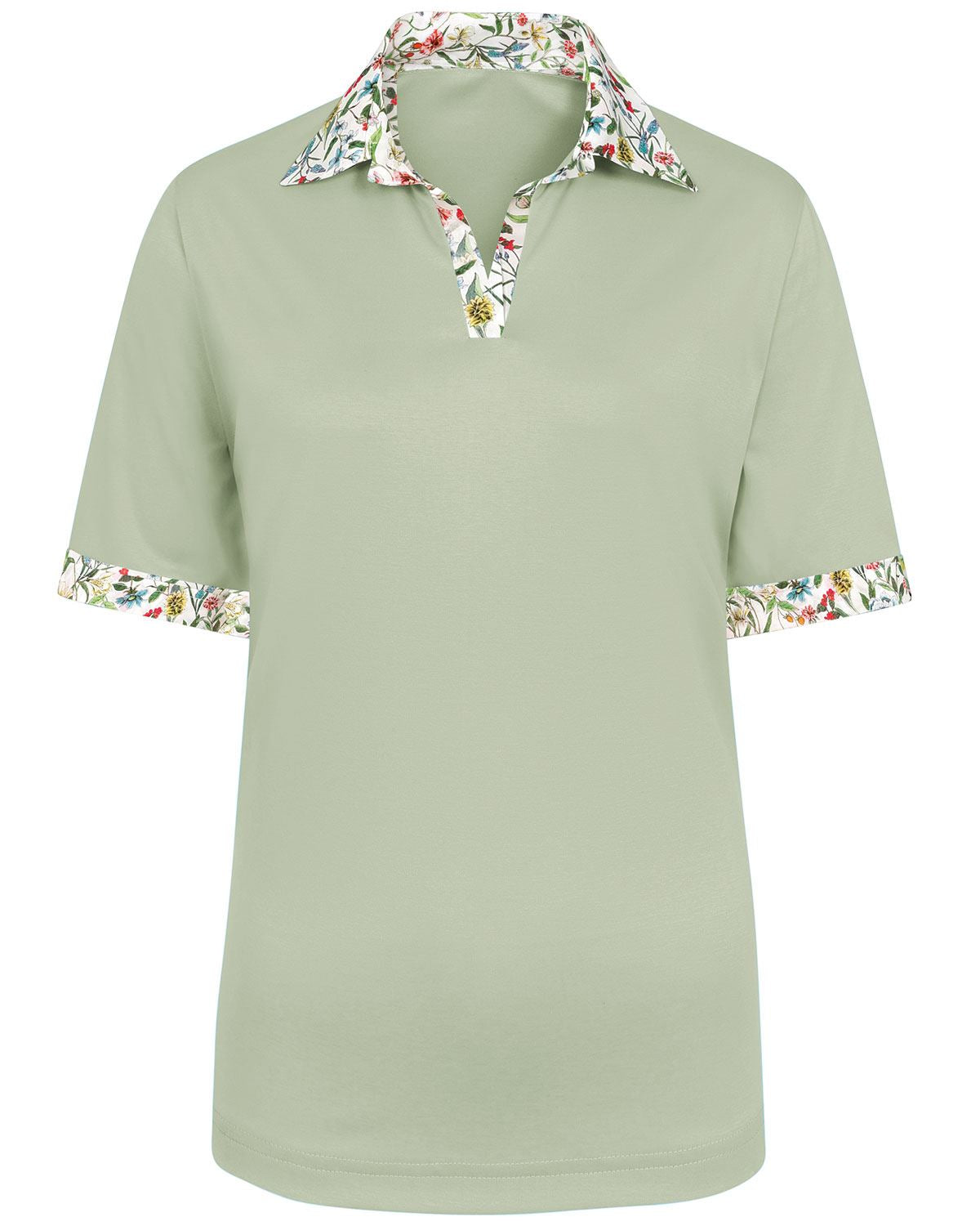 Millie Cotton Trimmed Short Sleeve Polo Top - Image 2 - Country Collection