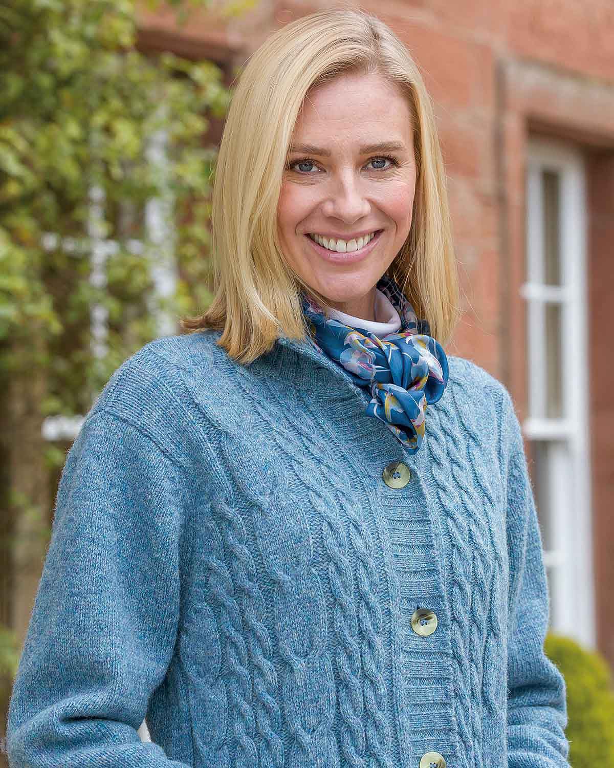 Elsie Longline Pure Shetland Wool Cable Cardigan - Image 3 - Country Collection