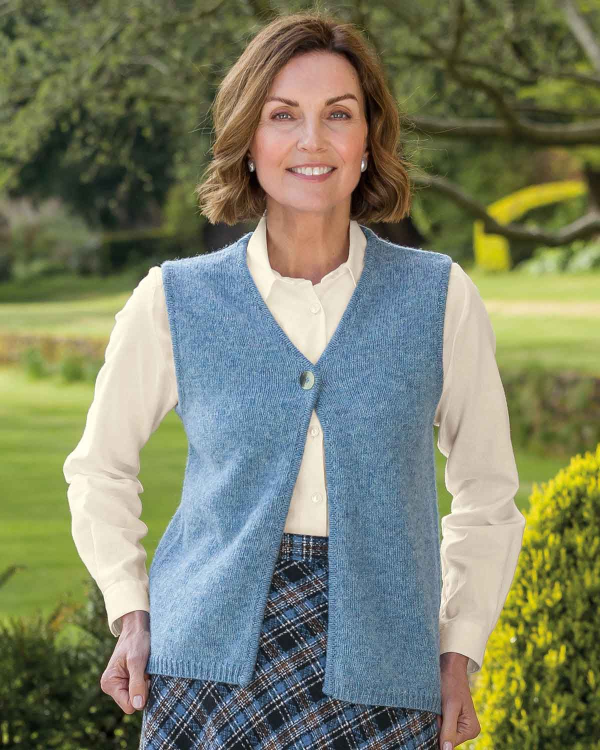 Nina V Neck Pure Shetland Wool Waistcoat - Image 2 - Country Collection