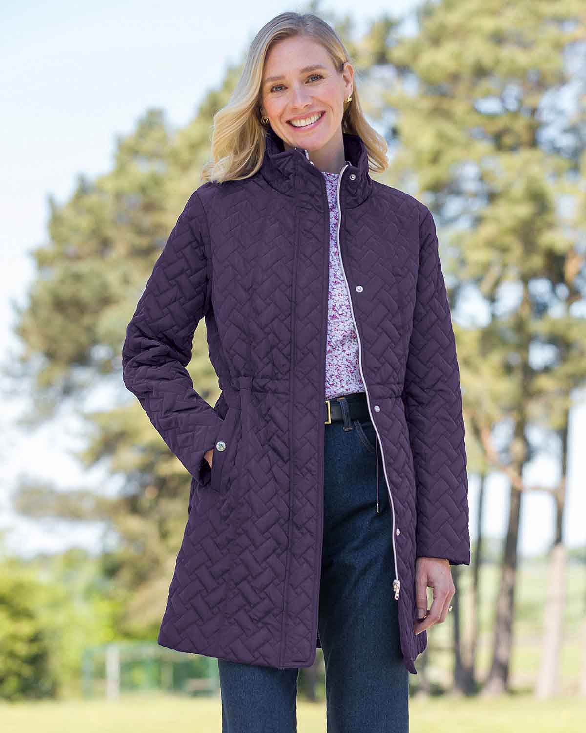 Ursula Quilted Showerproof 3/4 Length Coat - Country Collection