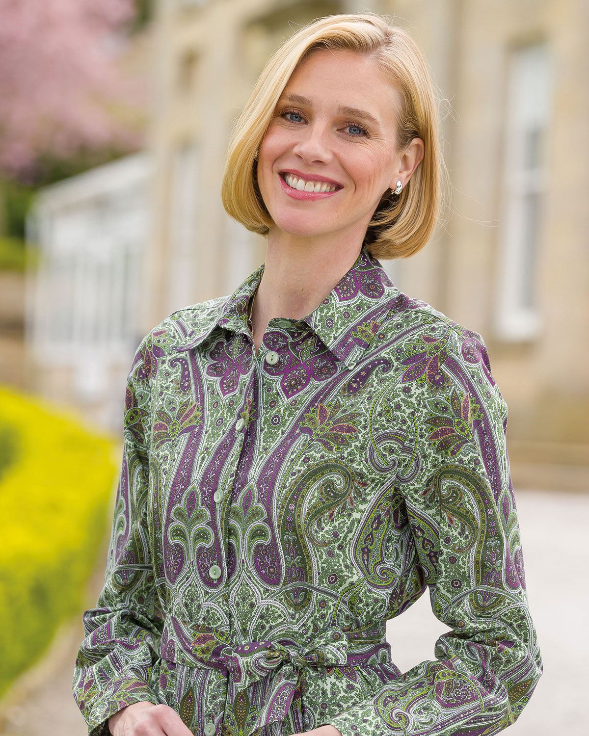 Maisie Long Sleeve Patterned Cotton Shirt Dress - Image 2 - Country Collection