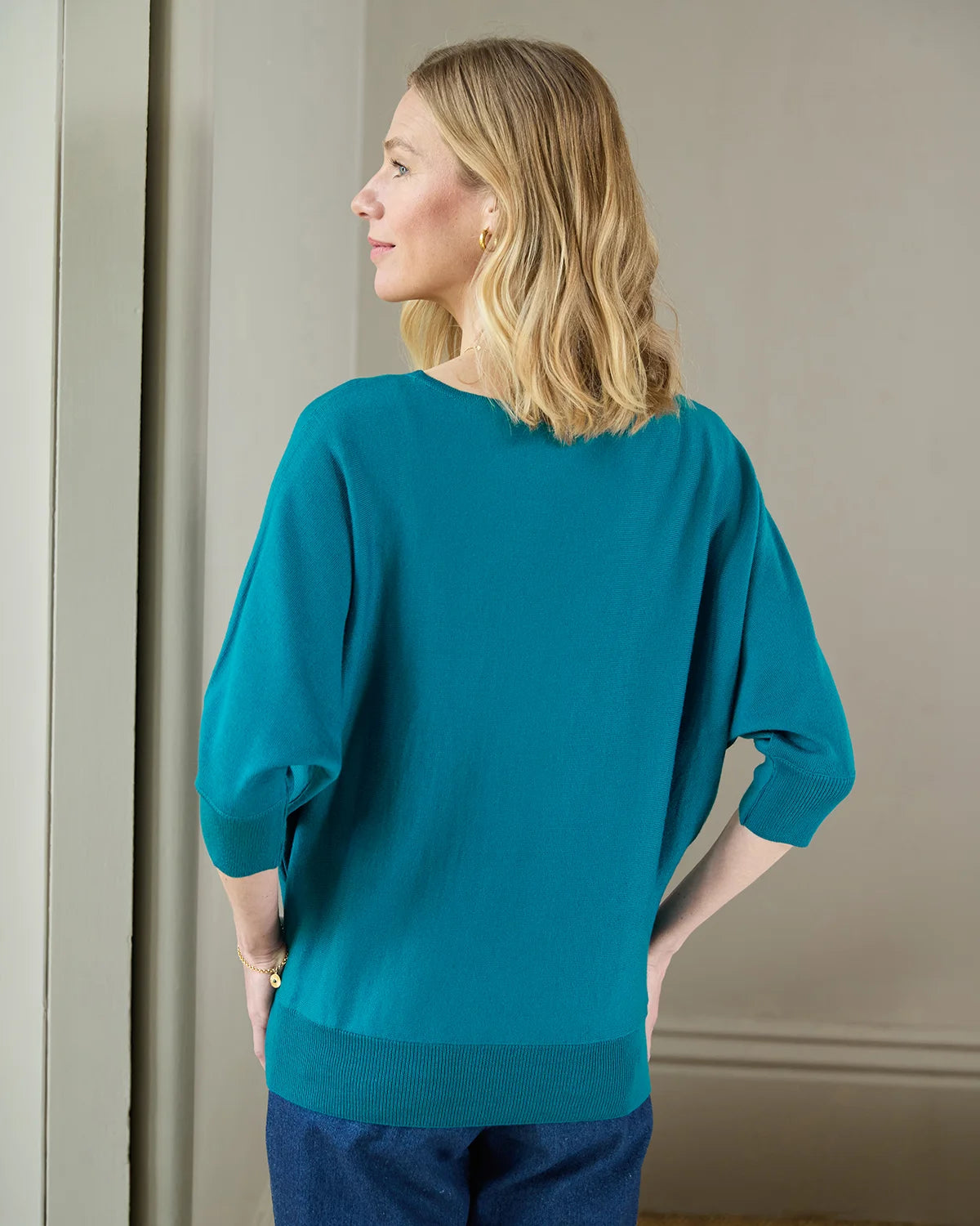 Gianna Batwing Style Merino Wool Jumper - Teal