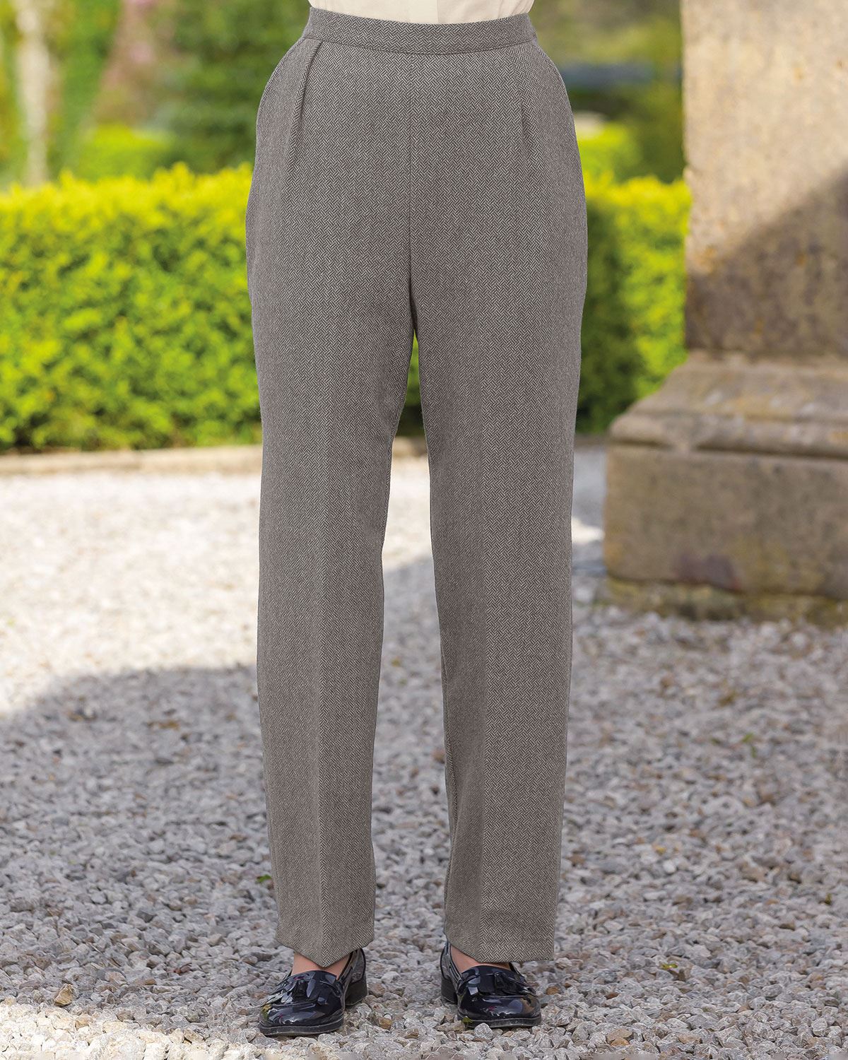 Medway Herringbone Pull On Wool Blend Tweed Trousers - Country Collection