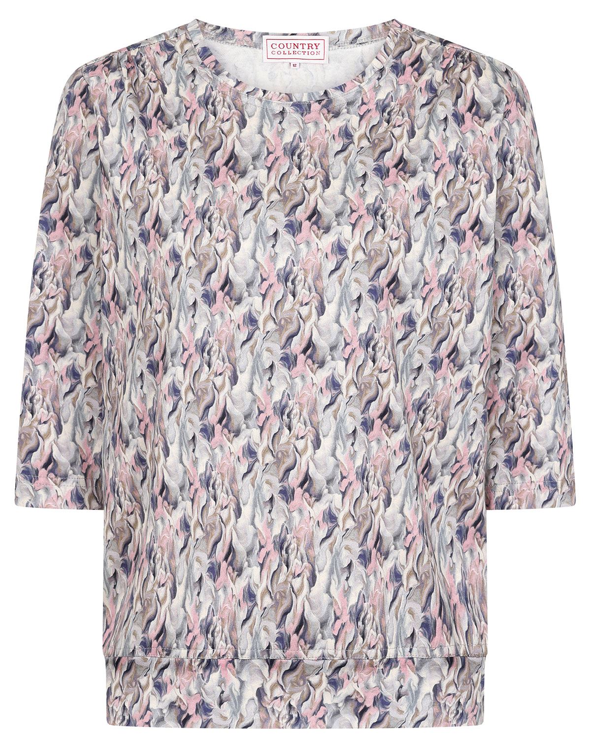 Marissa Patterned Cotton 3/4 Sleeve Blouson Top - Image 2 - Country Collection