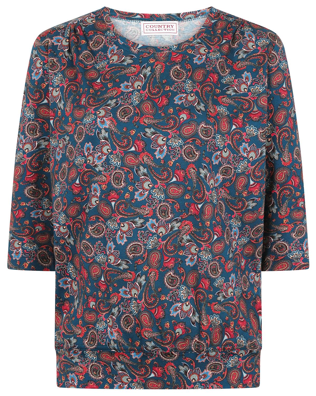 Rachel Patterned Cotton 3/4 Sleeve Blouson Top - Image 2 - Country Collection