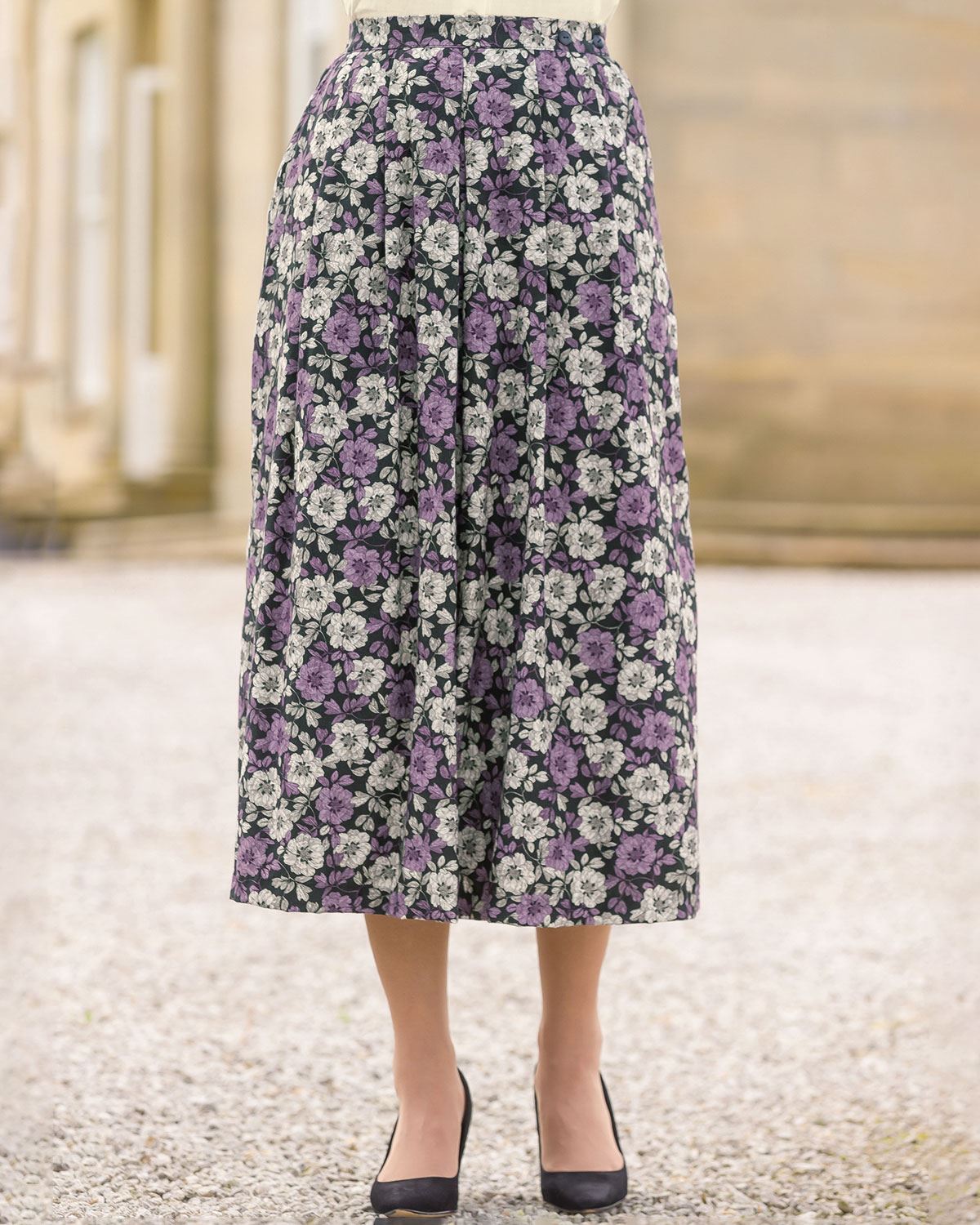 Elizabeth Floral Soft Pleated Cotton Mix Skirt - Country Collection