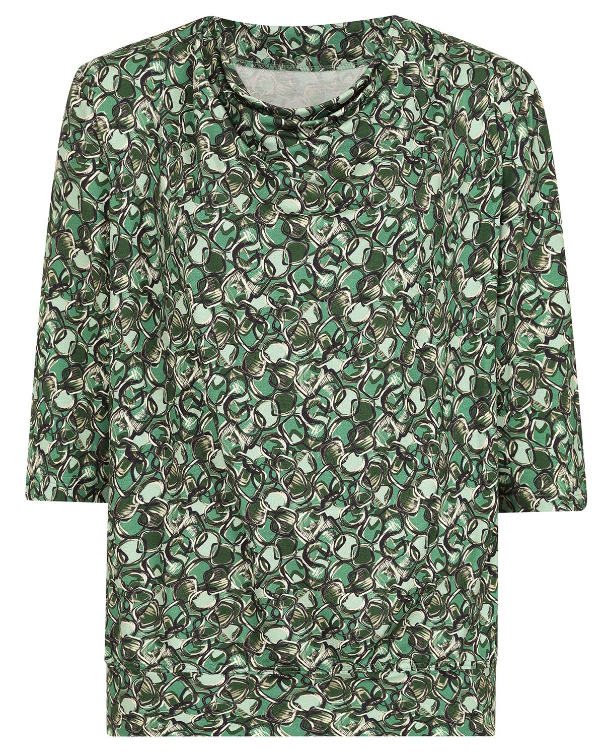 Lena Patterned Cowl Neck 3/4 Sleeve Blouson Top - Image 2 - Country Collection