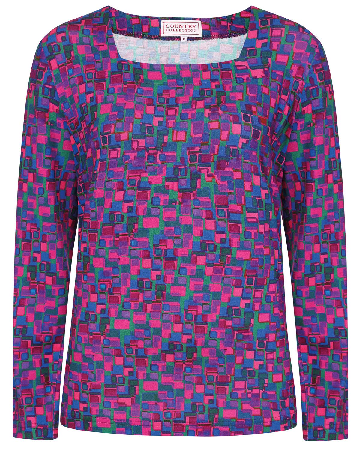 Athena Patterned Square Neck Long Sleeve Top - Image 2 - Country Collection