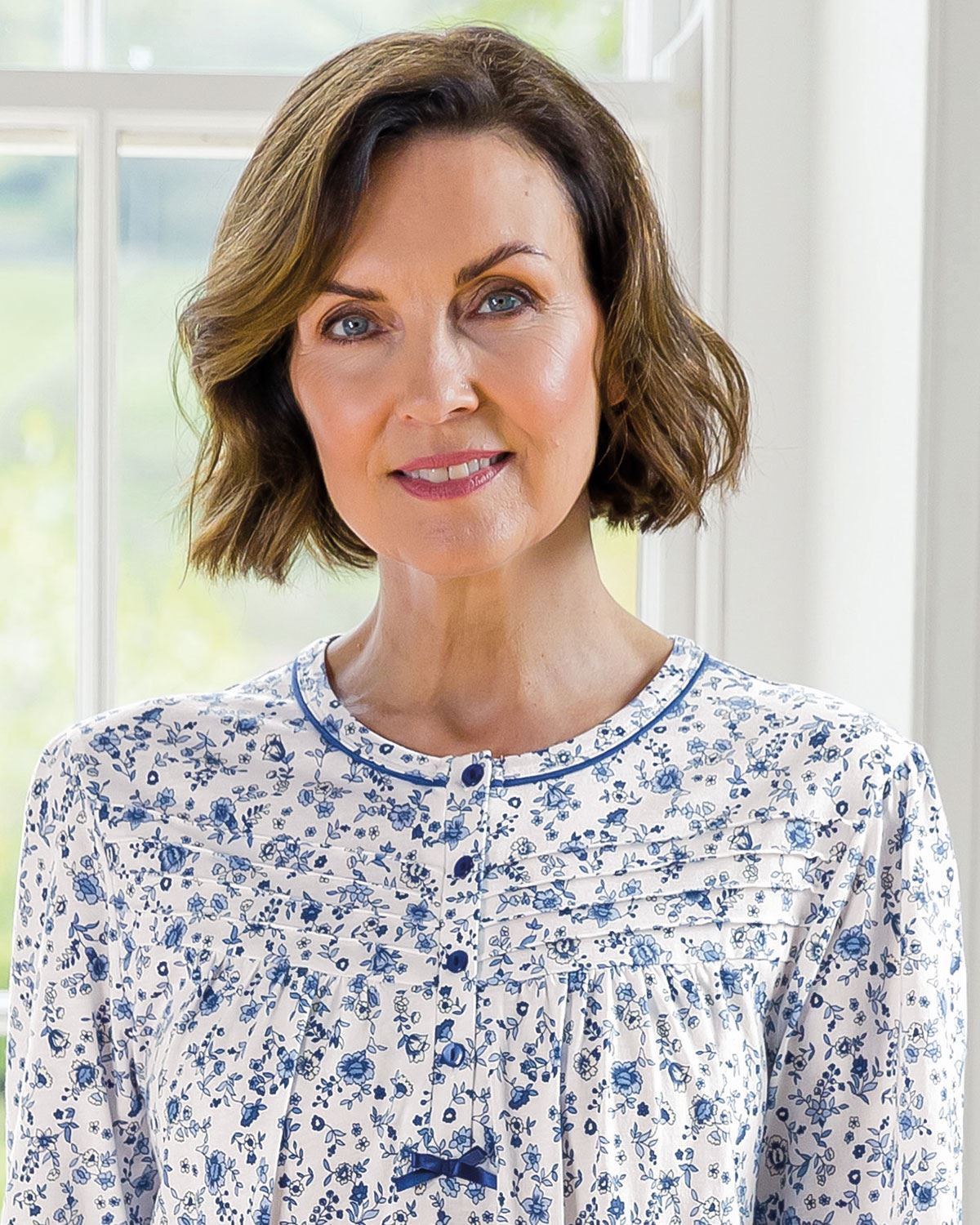 Slenderella Blanche Floral Long Sleeve Cotton Nightdress - Image 2 - Country Collection