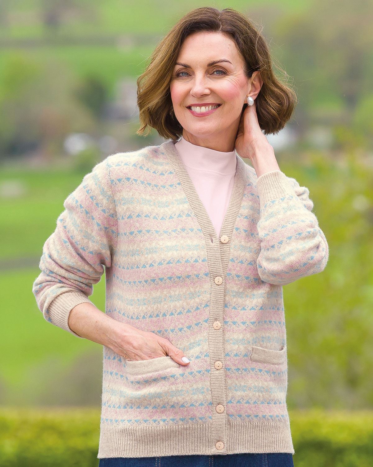 Minnie V Neck Lambswool Fairisle Cardigan - Image 2 - Country Collection