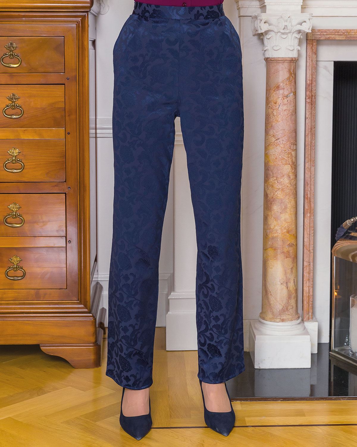 Bernadette Floral Pull On Cotton Blend Trousers - Country Collection