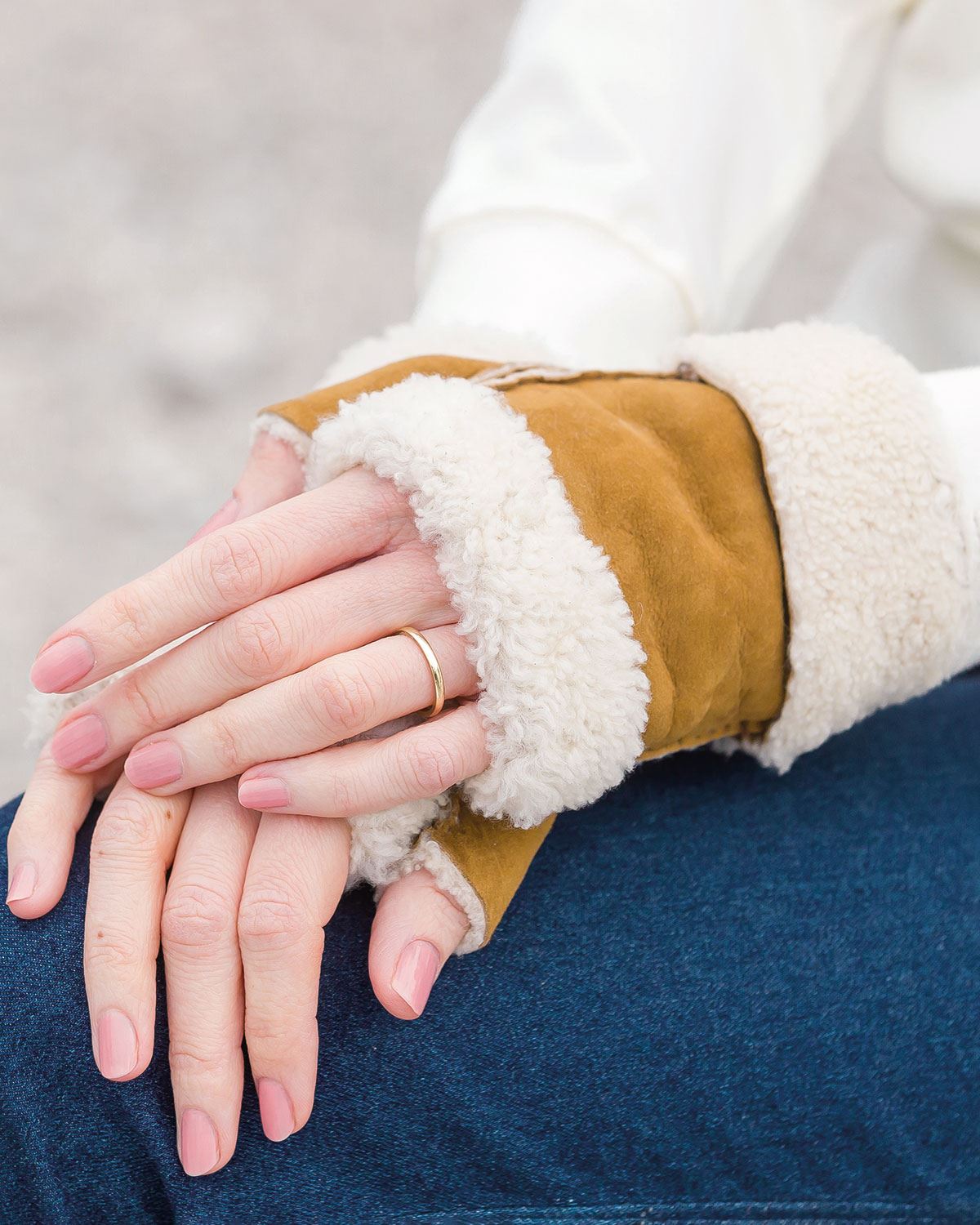 Fingerless Lambskin Gloves - Country Collection
