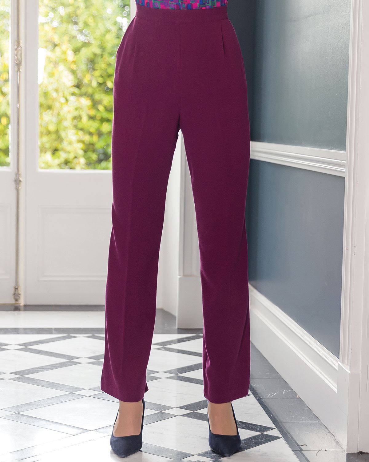 Kimberley Burgundy Pull On Trousers - Country Collection