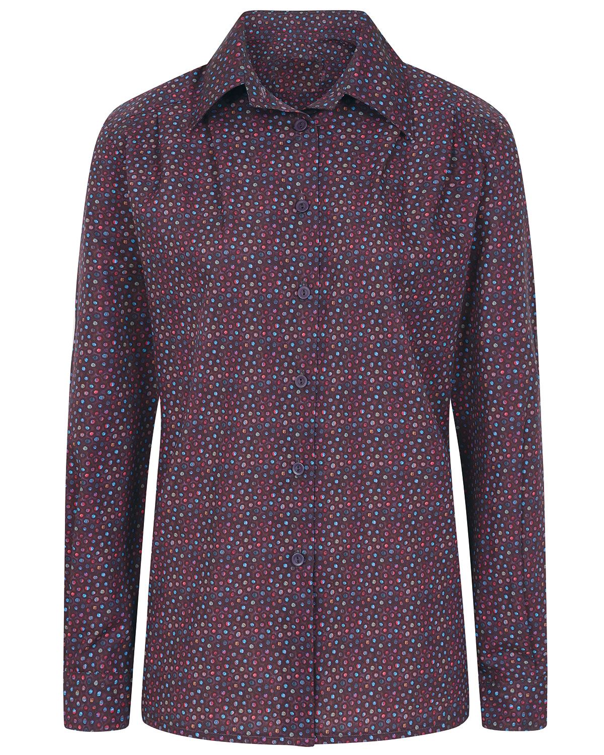 Delia Patterned Long Sleeve Cotton Poplin Blouse - Image 2 - Country Collection
