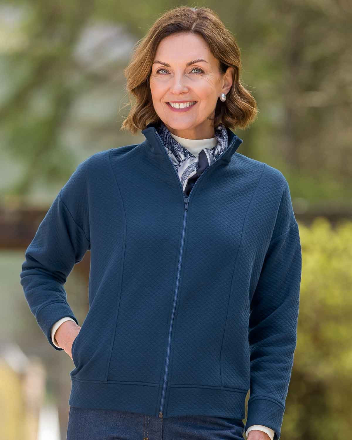 Savanna Quilted Zip Leisure Cardigan - Image 2 - Country Collection