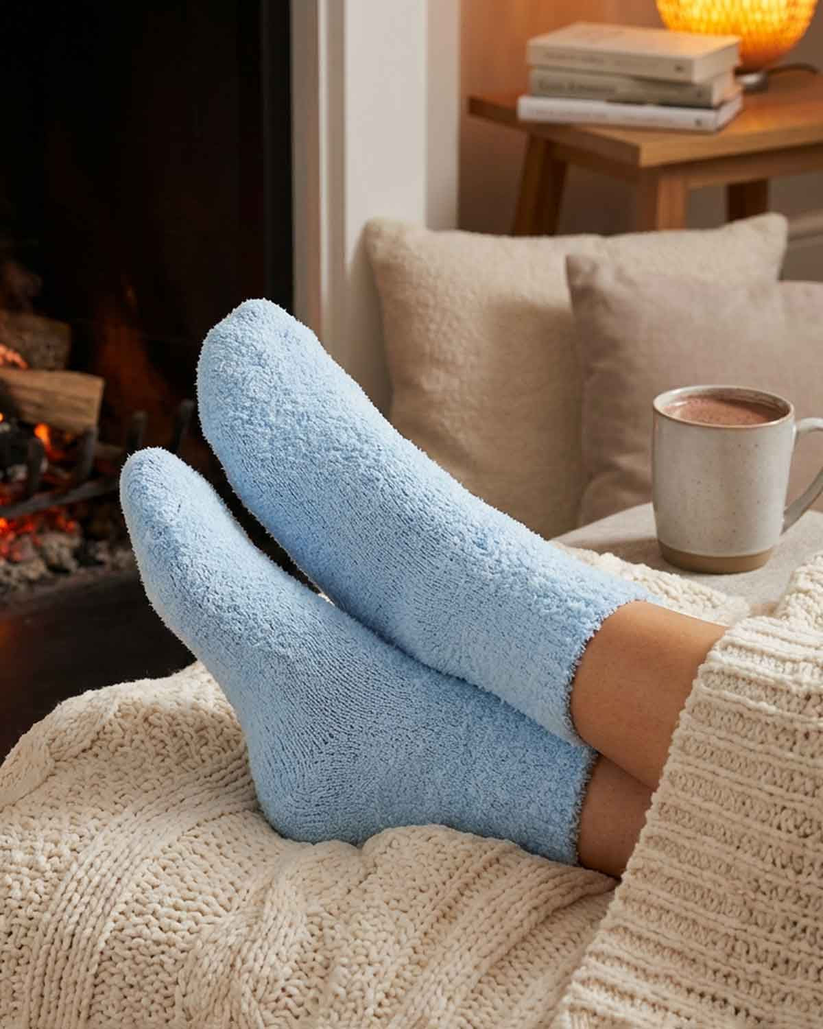 Slenderella Supersoft Bed Socks - Blue - Country Collection