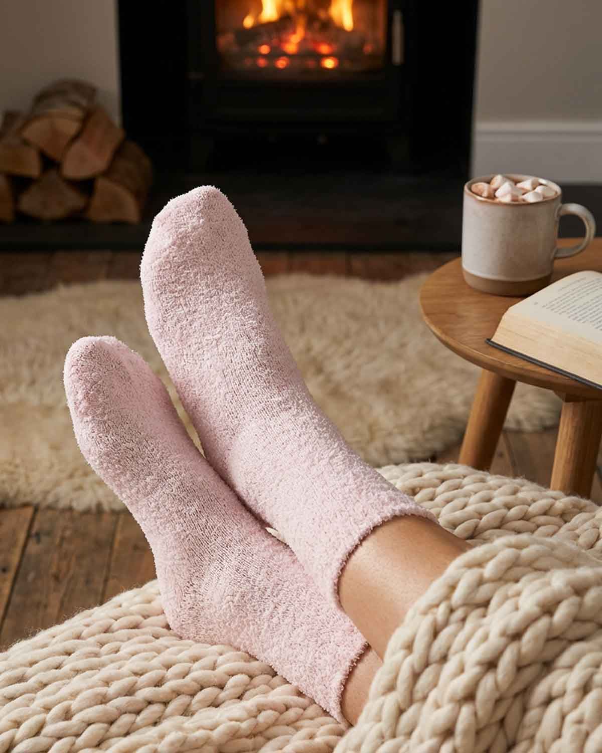 Slenderella Supersoft Bed Socks - Pink - Country Collection