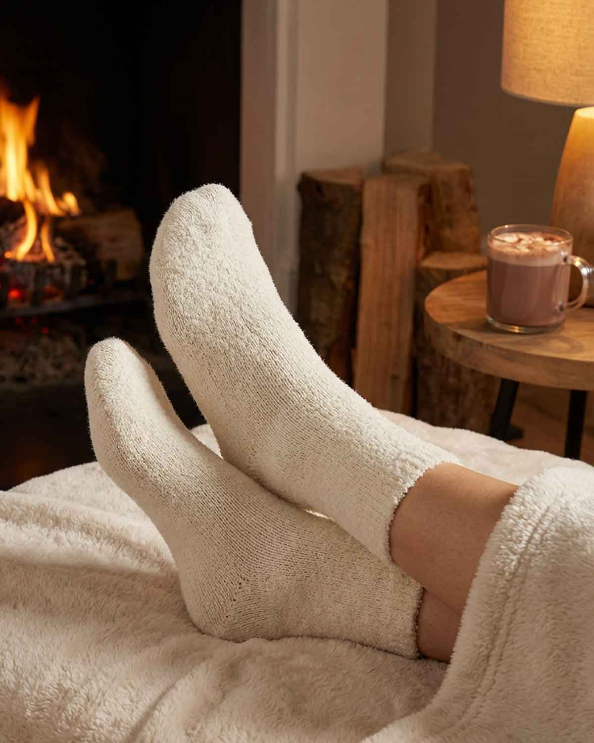 Slenderella Supersoft Bed Socks - Cream - Country Collection