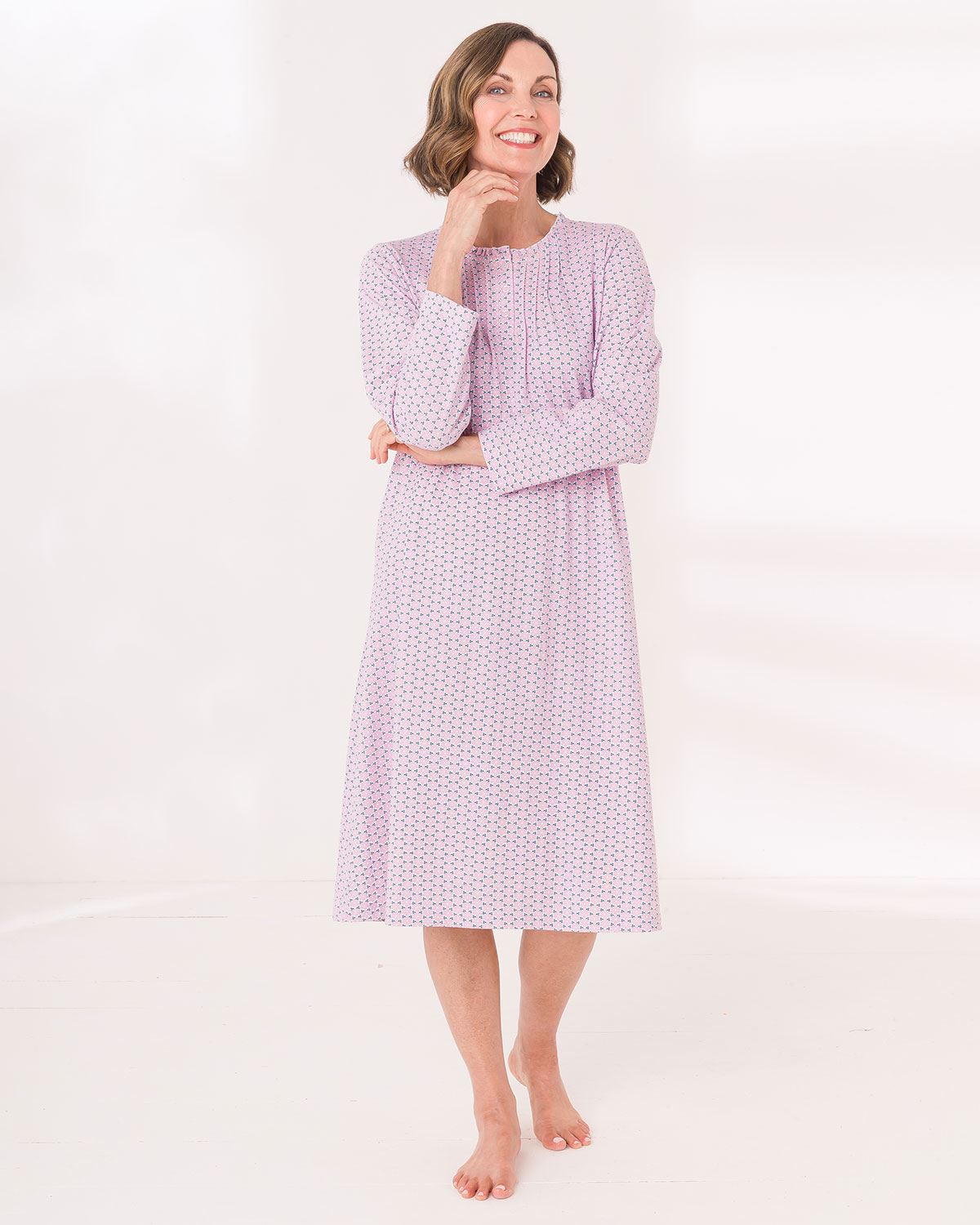 Quinn Floral Long Sleeve Cotton Nightdress - Multi - Country Collection
