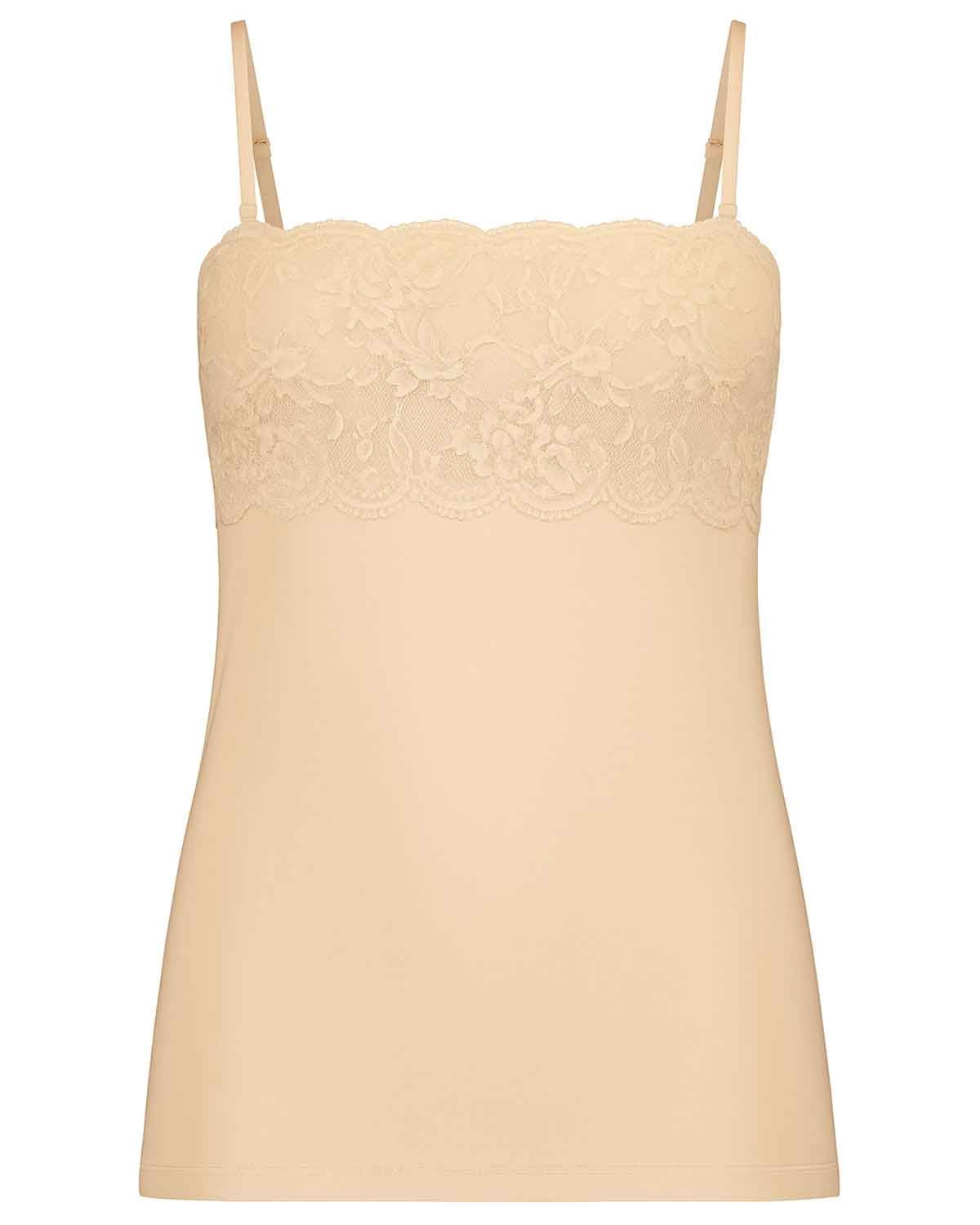 Slenderella Gaspe Lace Camisole Top - Beige - Country Collection