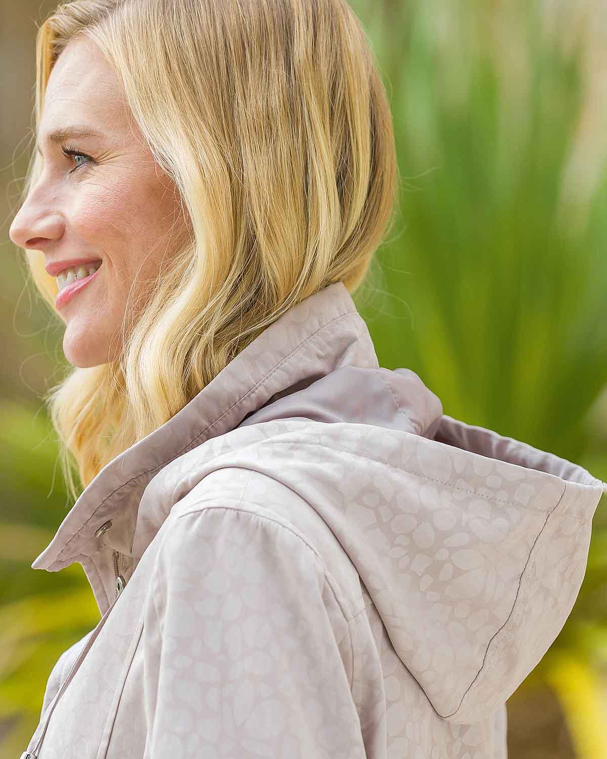 Kennedy Patterned Beige Showerproof Coat - Image 2 - Country Collection