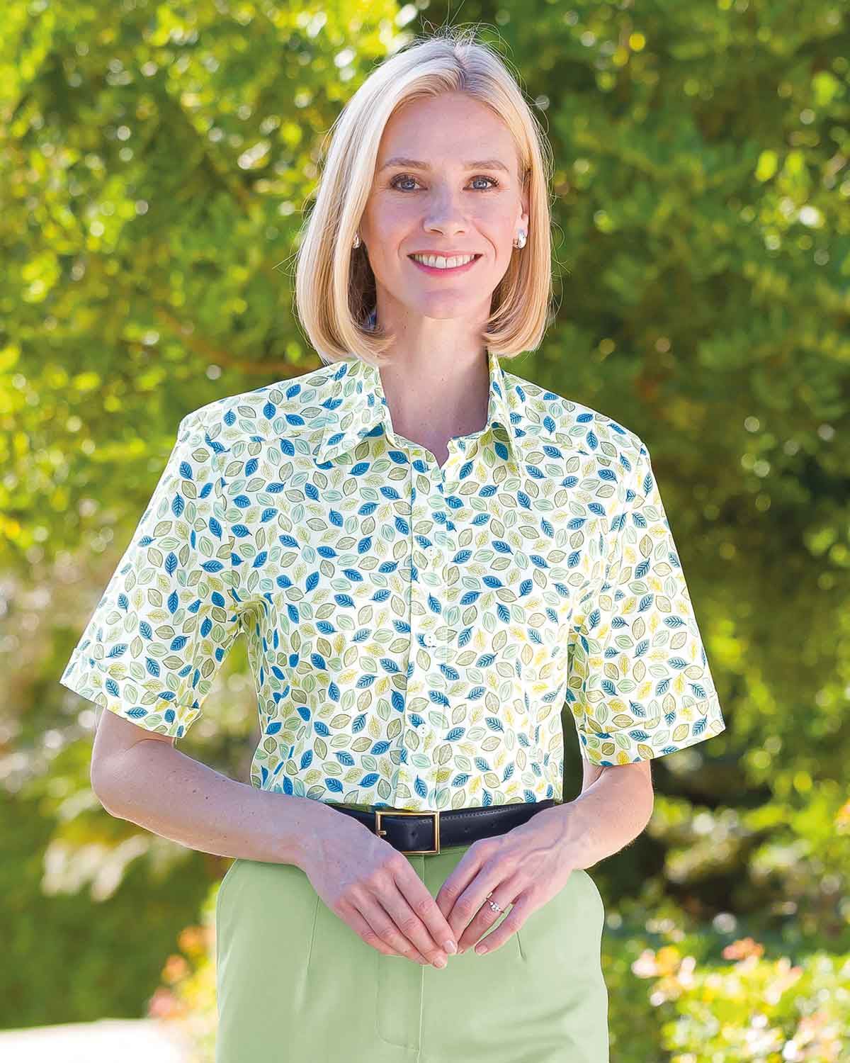 Anne Patterned Pure Cotton Short Sleeve Blouse - Image 2 - Country Collection