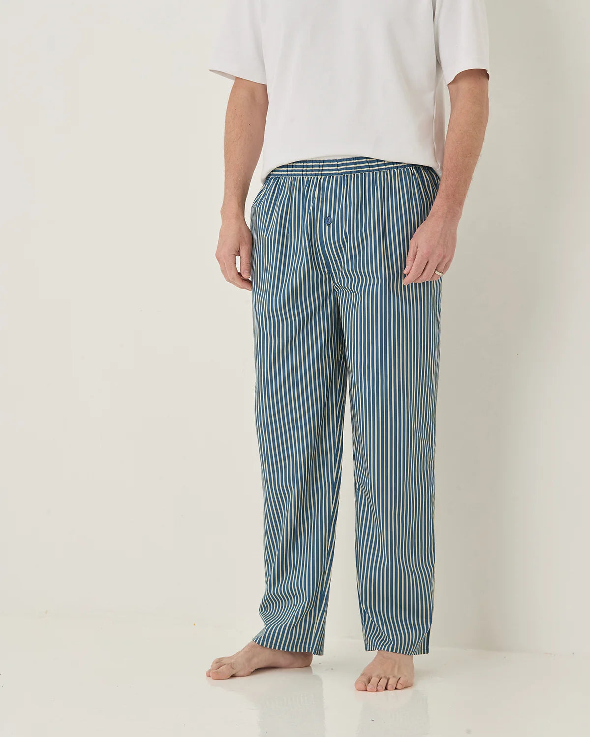 Mens Hugo Pure Cotton Long Sleeved Pyjama - Navy Stripe