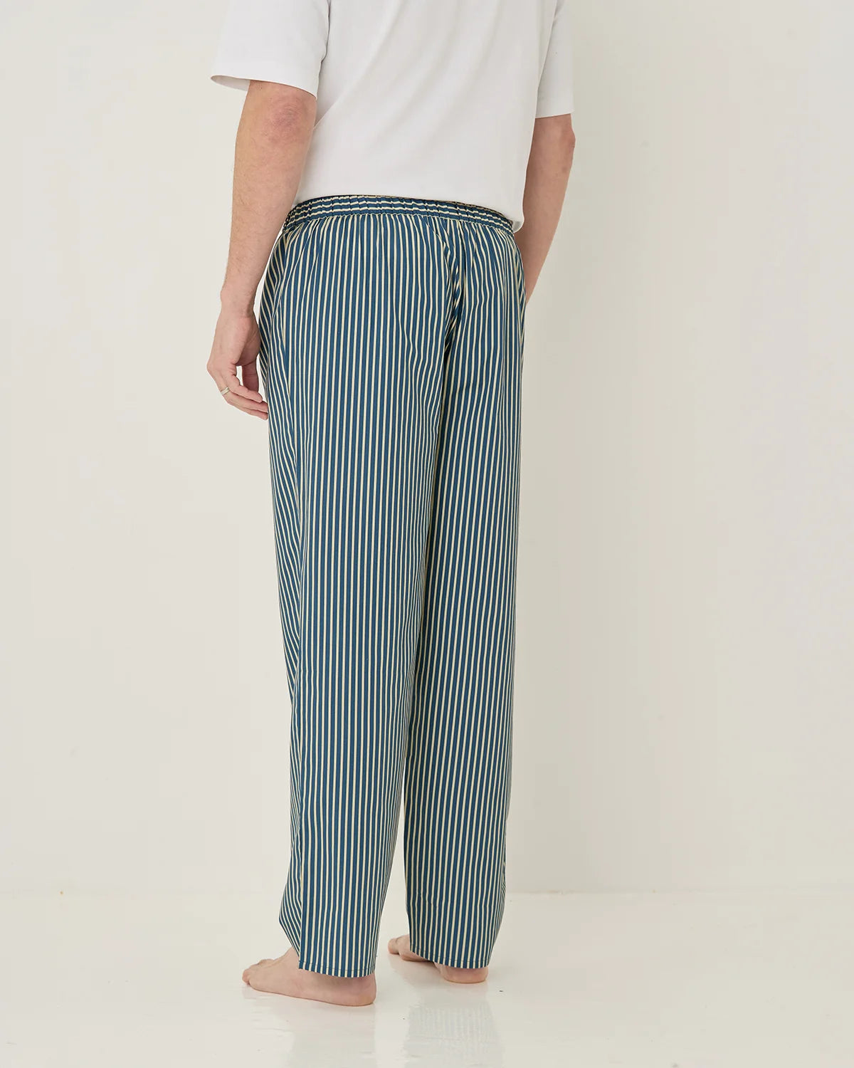 Mens Hugo Pure Cotton Long Sleeved Pyjama - Navy Stripe
