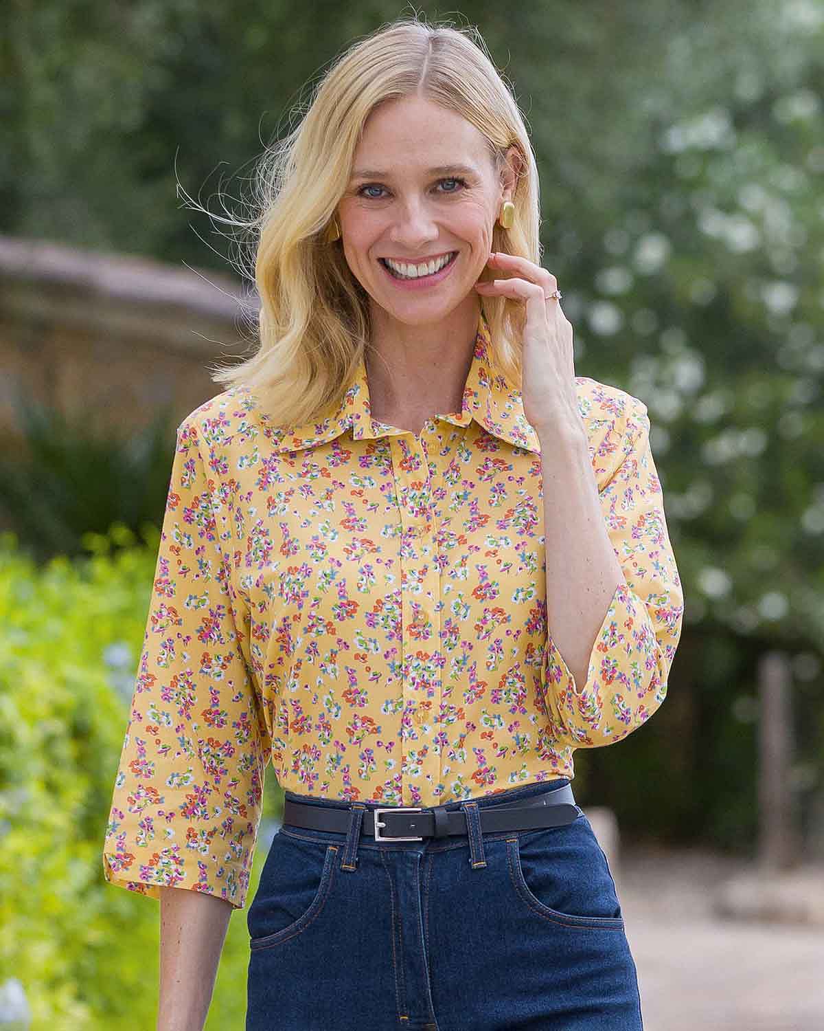 Claire Floral Pure Cotton 3/4 Sleeve Blouse - Image 2 - Country Collection