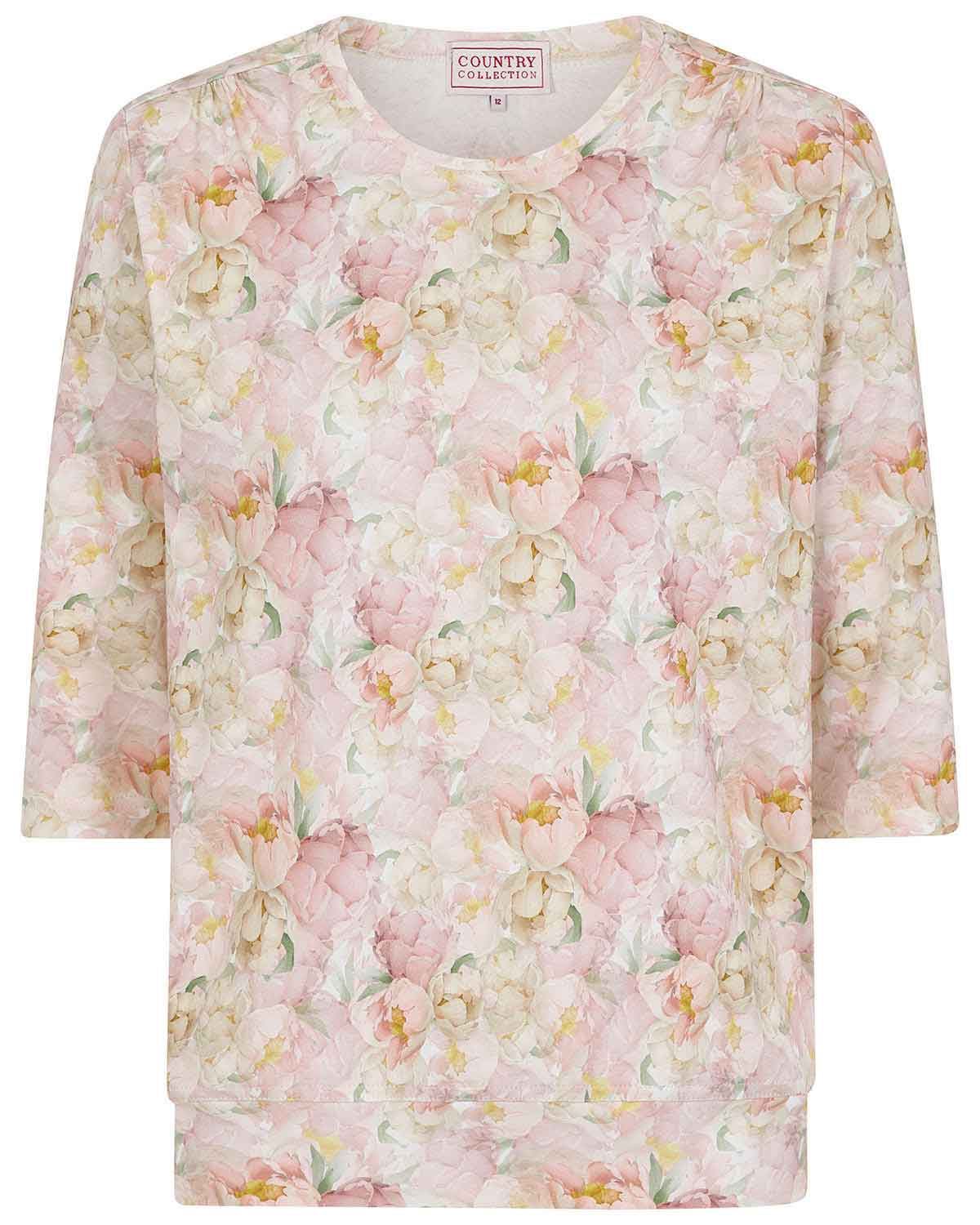 Melody Floral Cotton 3/4 Sleeve Blouson Top - Image 2 - Country Collection