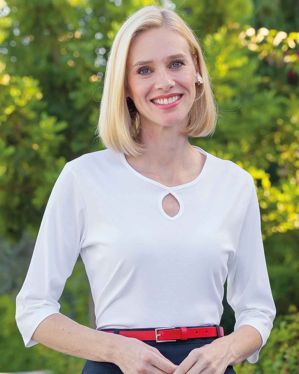 Emily Pure Cotton 3/4 Sleeve Top - Country Collection