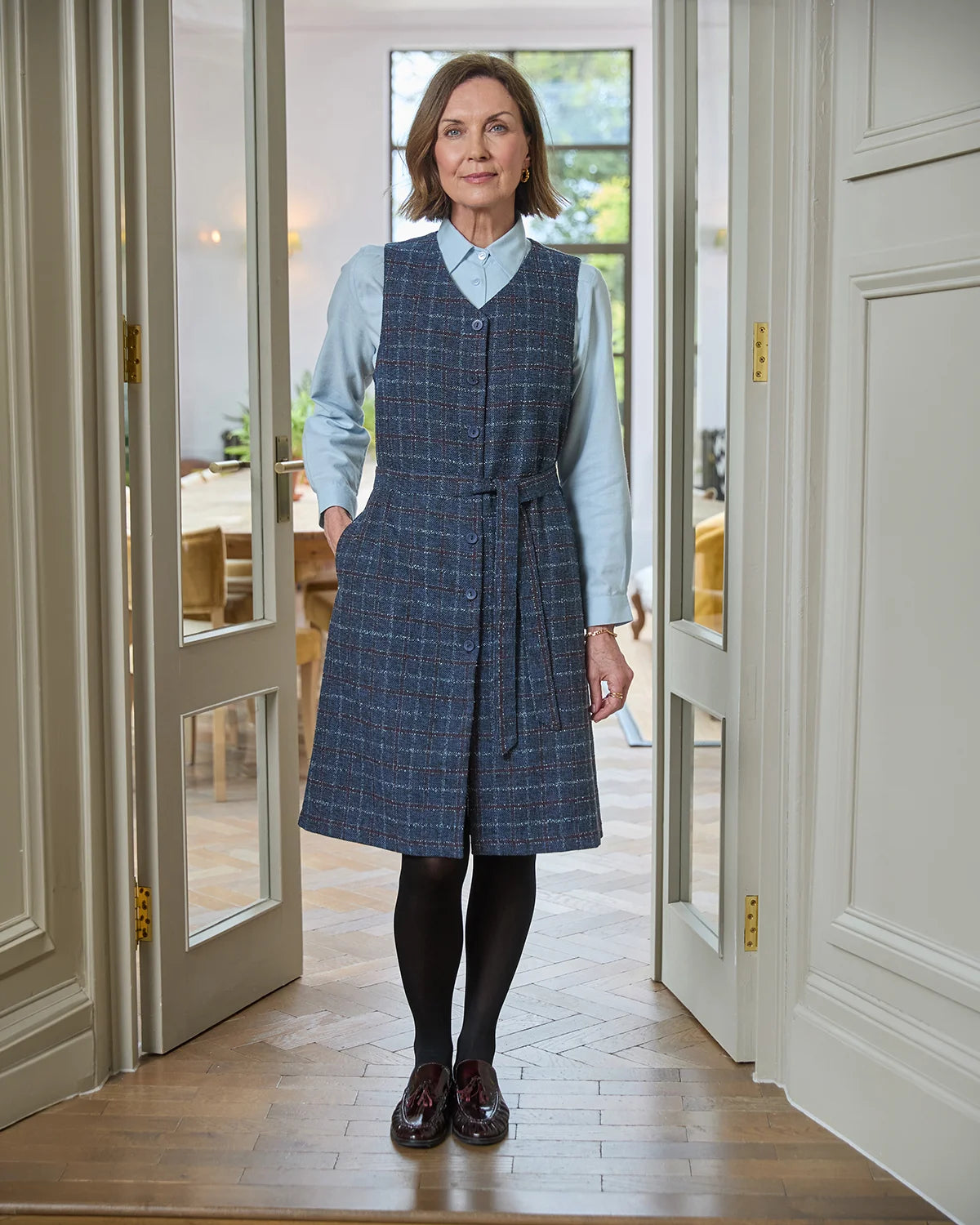 Hadley Checked Easycare Pinafore Dress