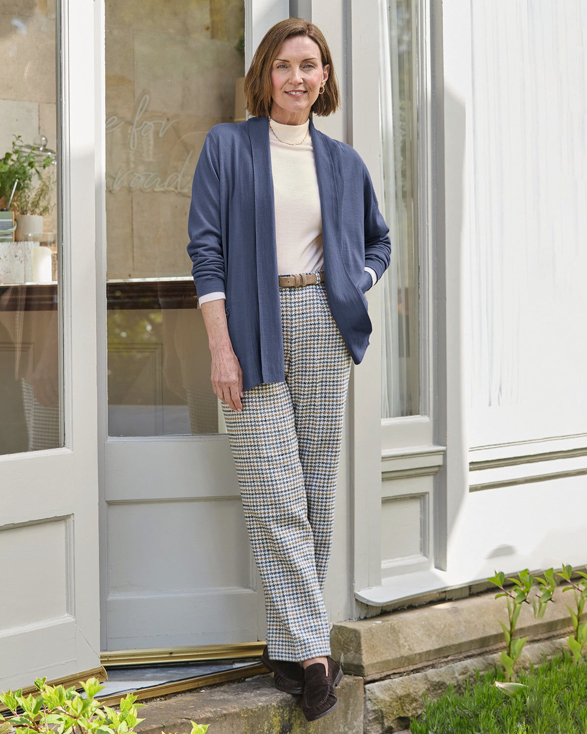Ladies’ Celine Merino Wool Blend Cardigan – Indigo