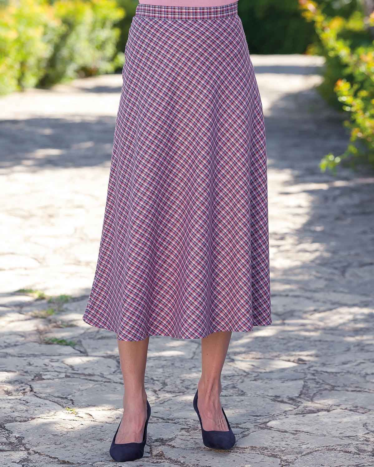 Amanda Cotton Rich Lined Checked Skirt - Country Collection