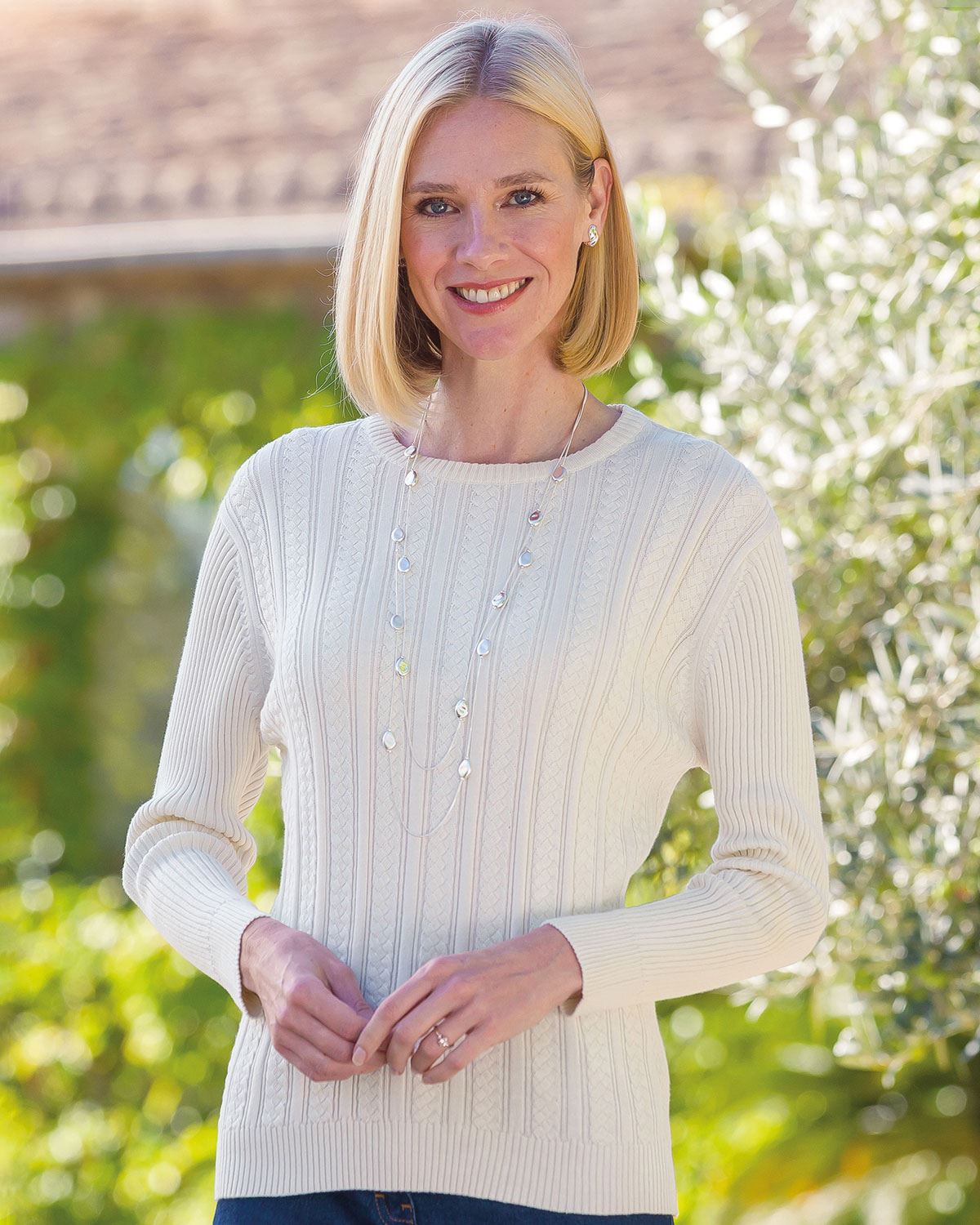 Cotton Aspen Cable Detail Jumper - Cream - Country Collection