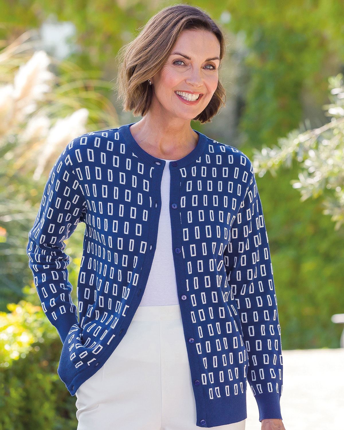 Rosa Patterned Long Sleeve Cotton Cardigan - Country Collection