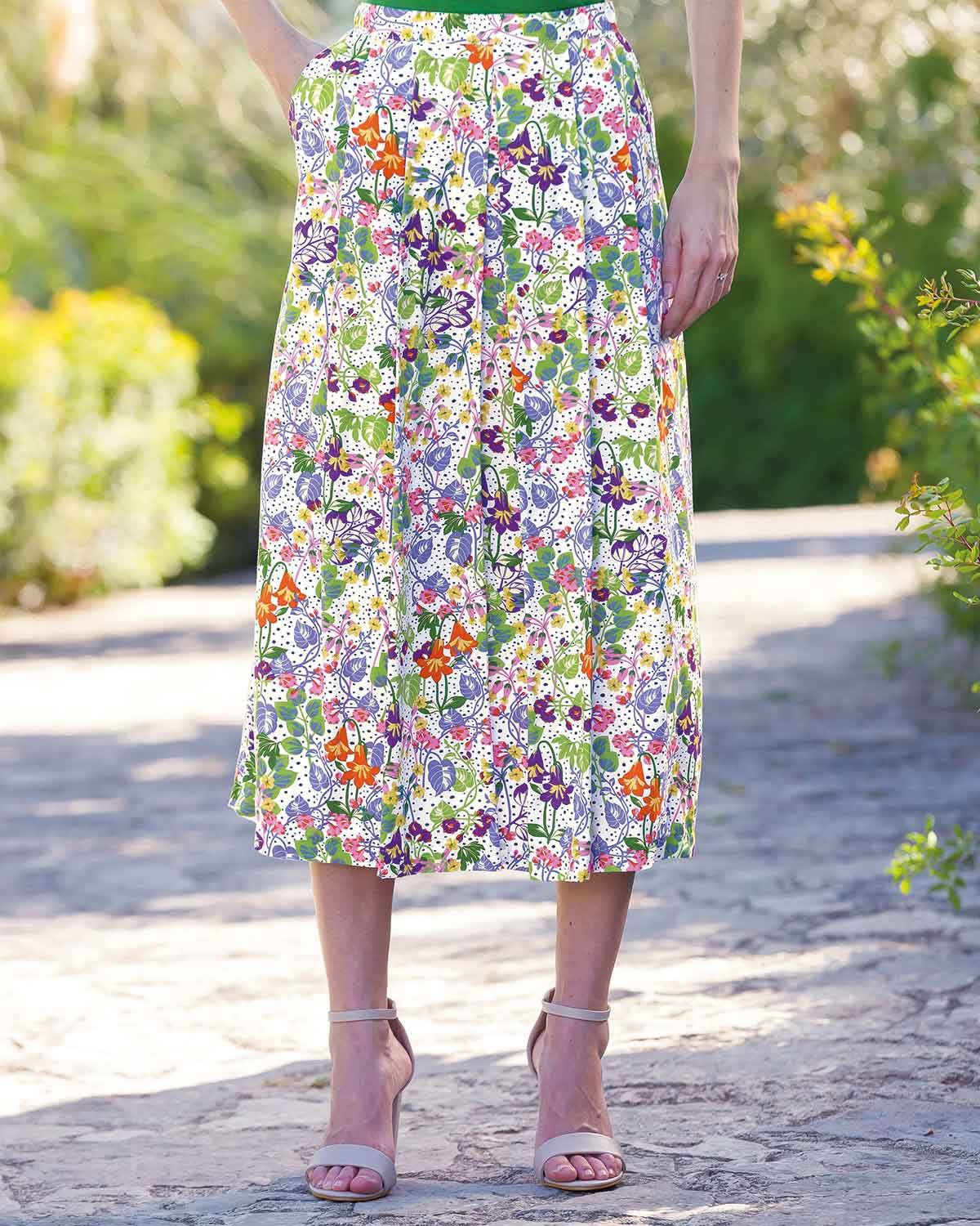 Stacey Viscose Floral Soft Pleated Skirt - Country Collection