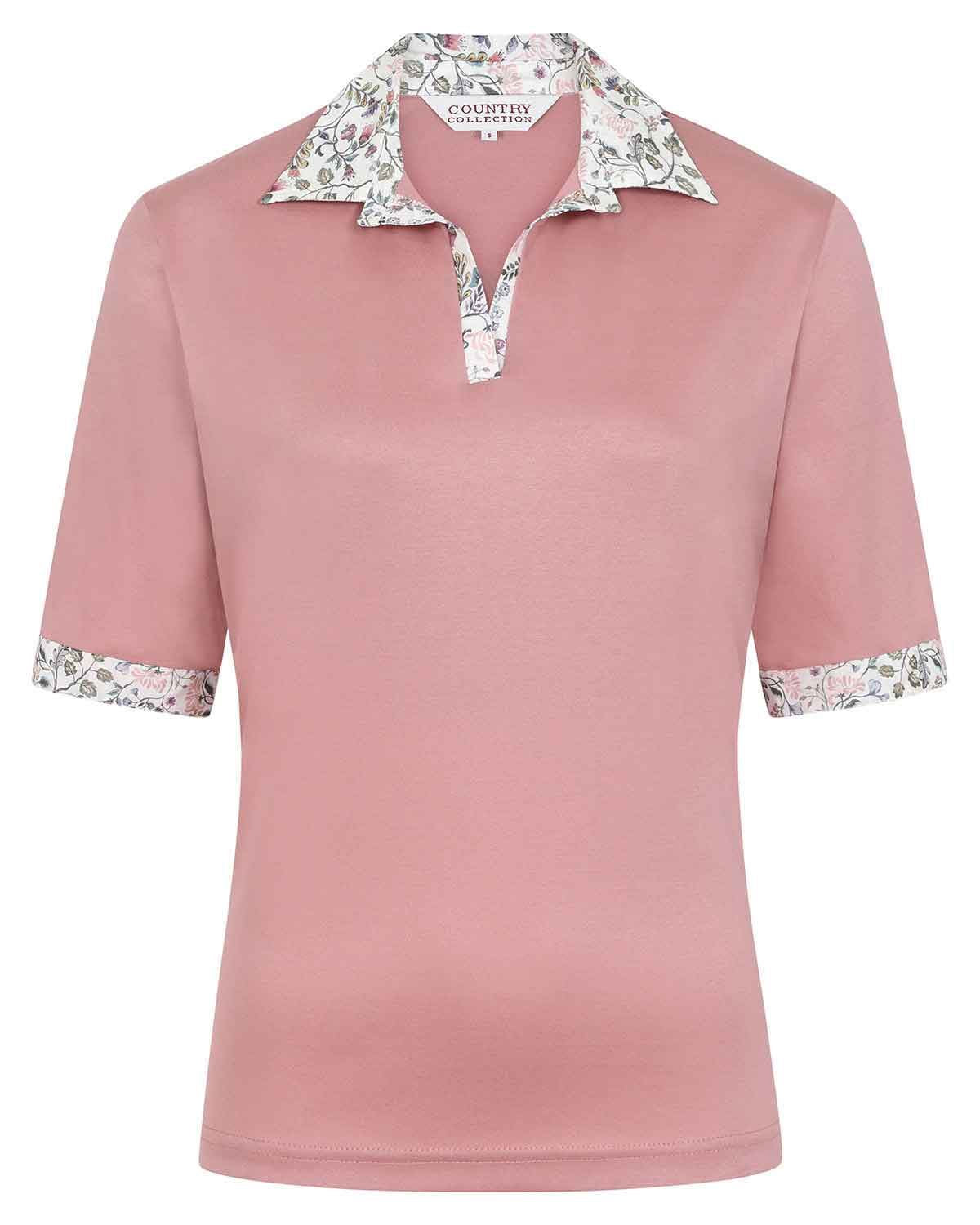 Angelica Cotton Trimmed Short Sleeve Polo Top - Image 2 - Country Collection