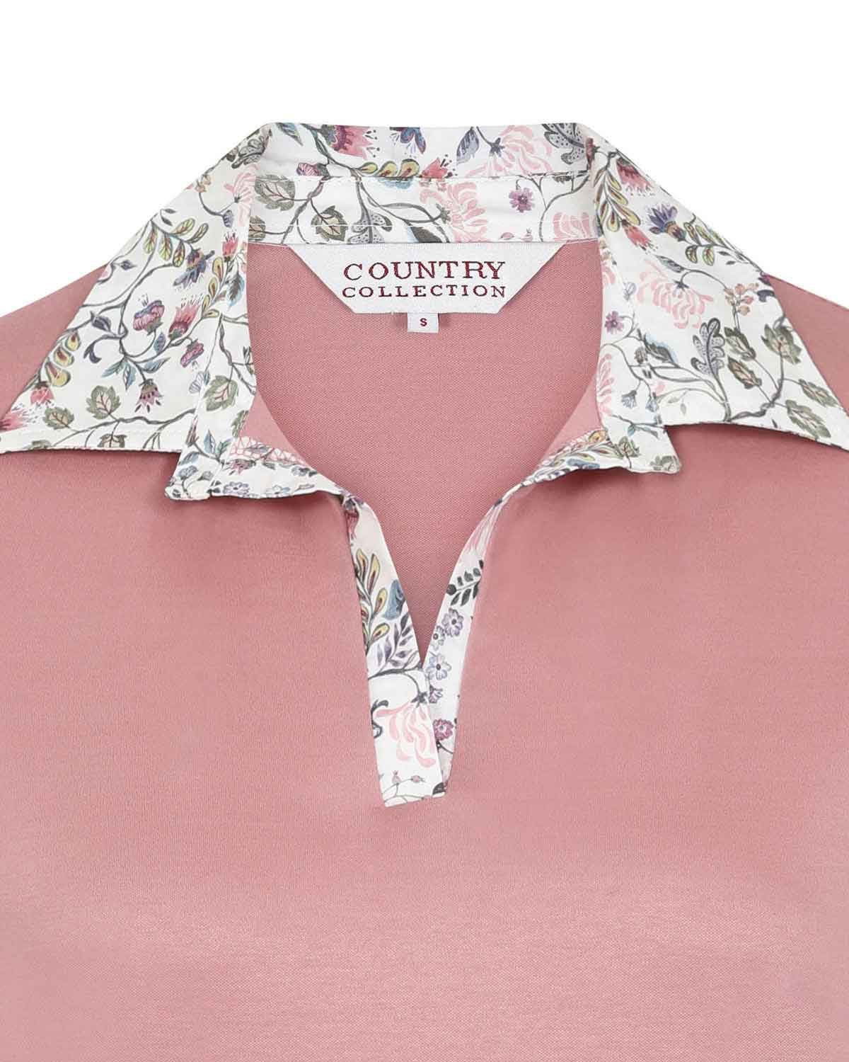 Angelica Cotton Trimmed Short Sleeve Polo Top - Image 3 - Country Collection