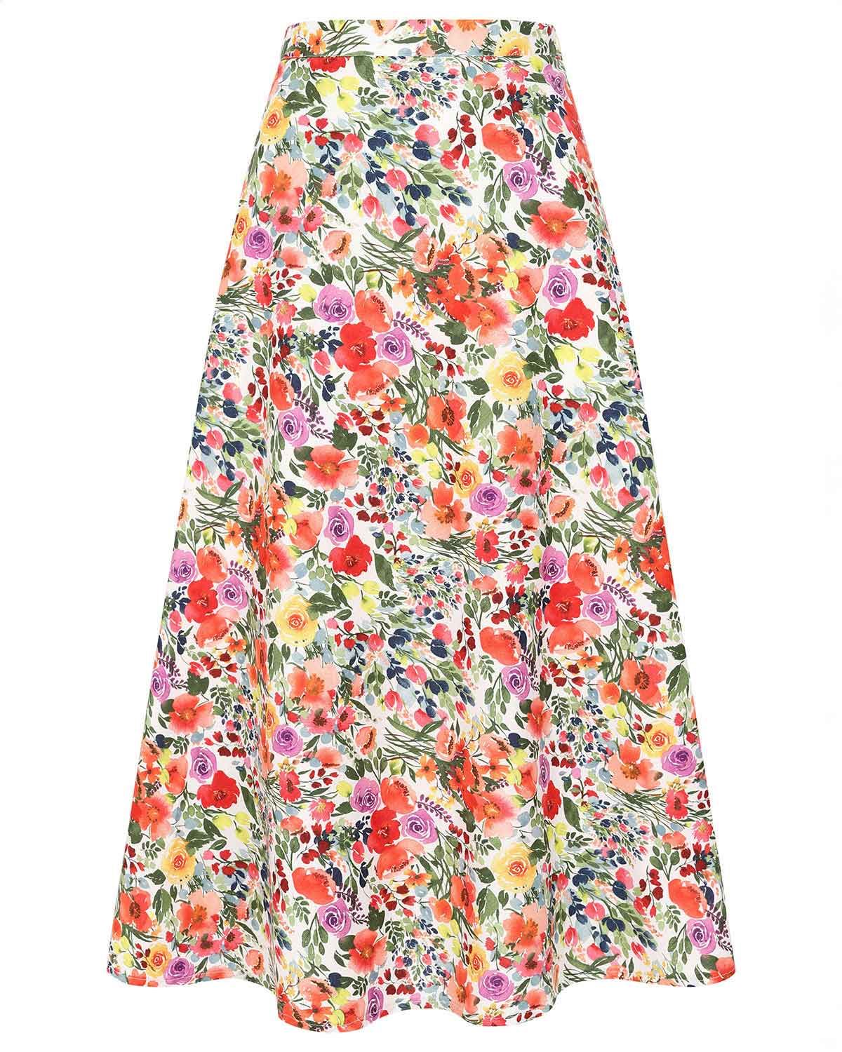 Monica Pure Cotton Lined Floral Skirt - Image 2 - Country Collection