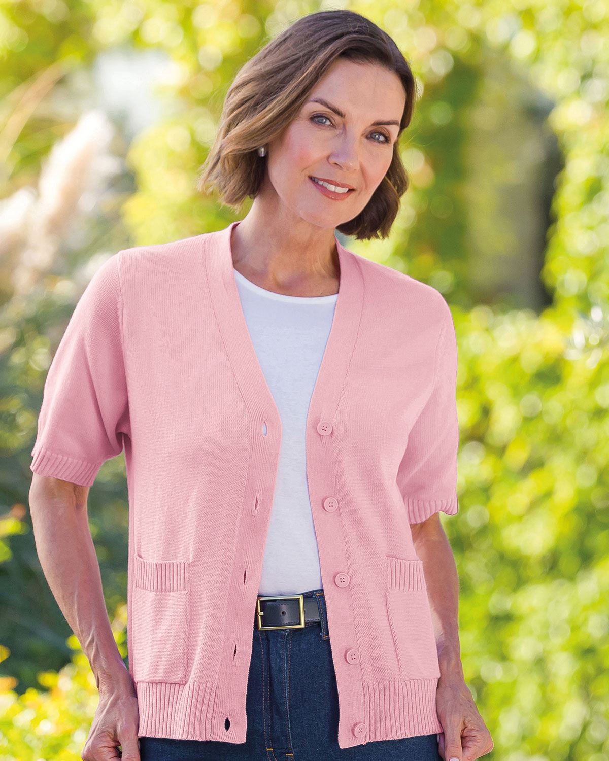 Ruby Pure Cotton Short Sleeve Cardigan - Country Collection