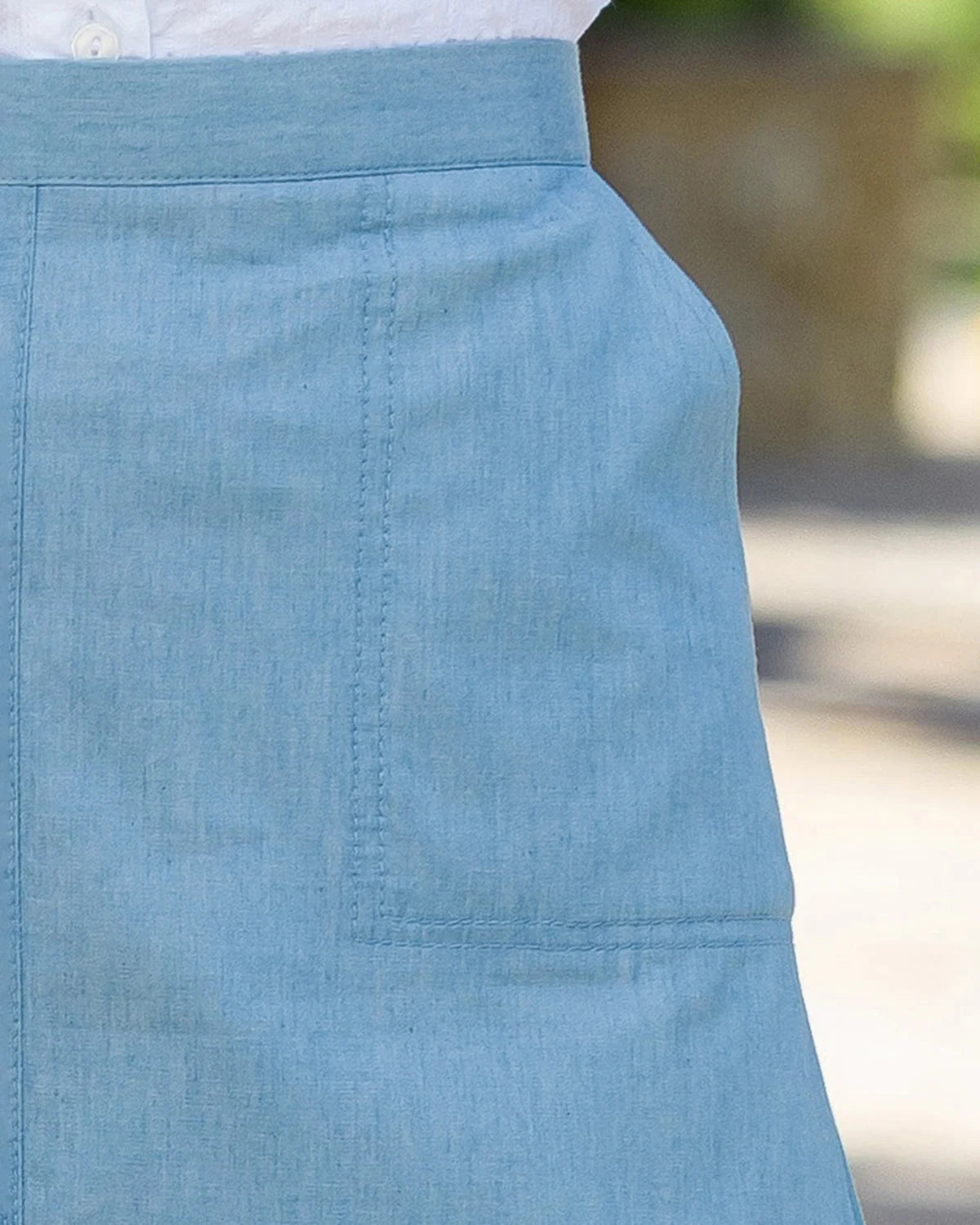 Ladies’ Tamara Pure Cotton A-Line Pull-On Skirt – Pale Blue