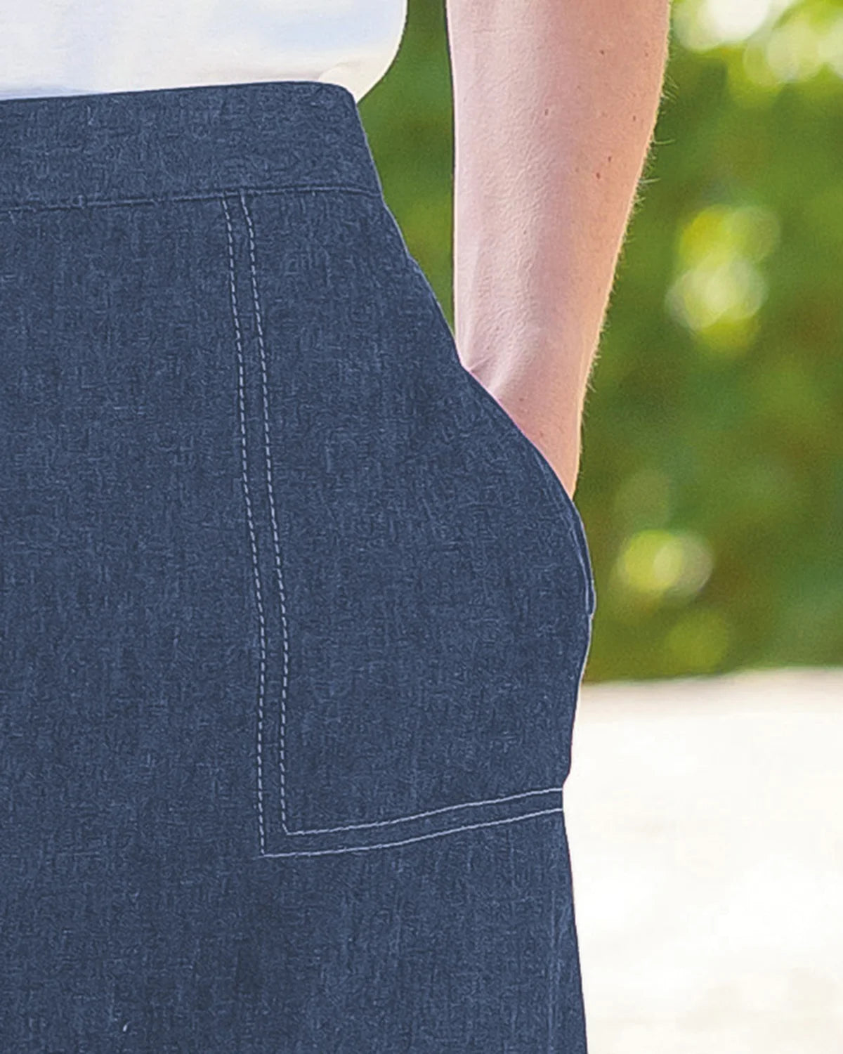 Ladies’ Tamara Pure Cotton A-Line Pull-On Skirt – Blue