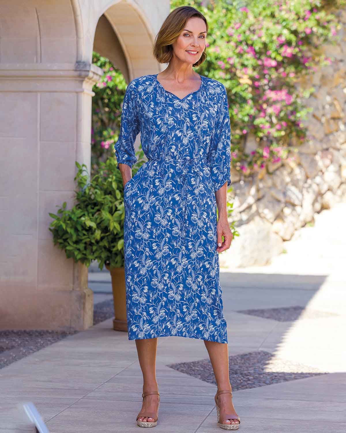Helen Viscose Pull On  3/4 Sleeve Dress - Country Collection