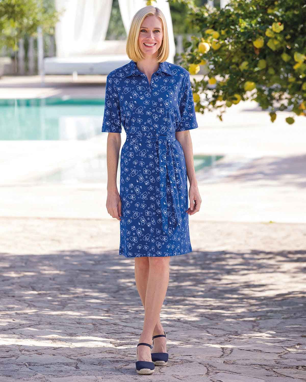 Floral Print Cotton Mix Pull On Short Sleeve Dress - Country Collection