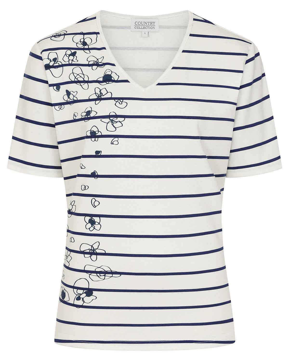 Floral Placement Print Striped T-Shirt - Image 2 - Country Collection